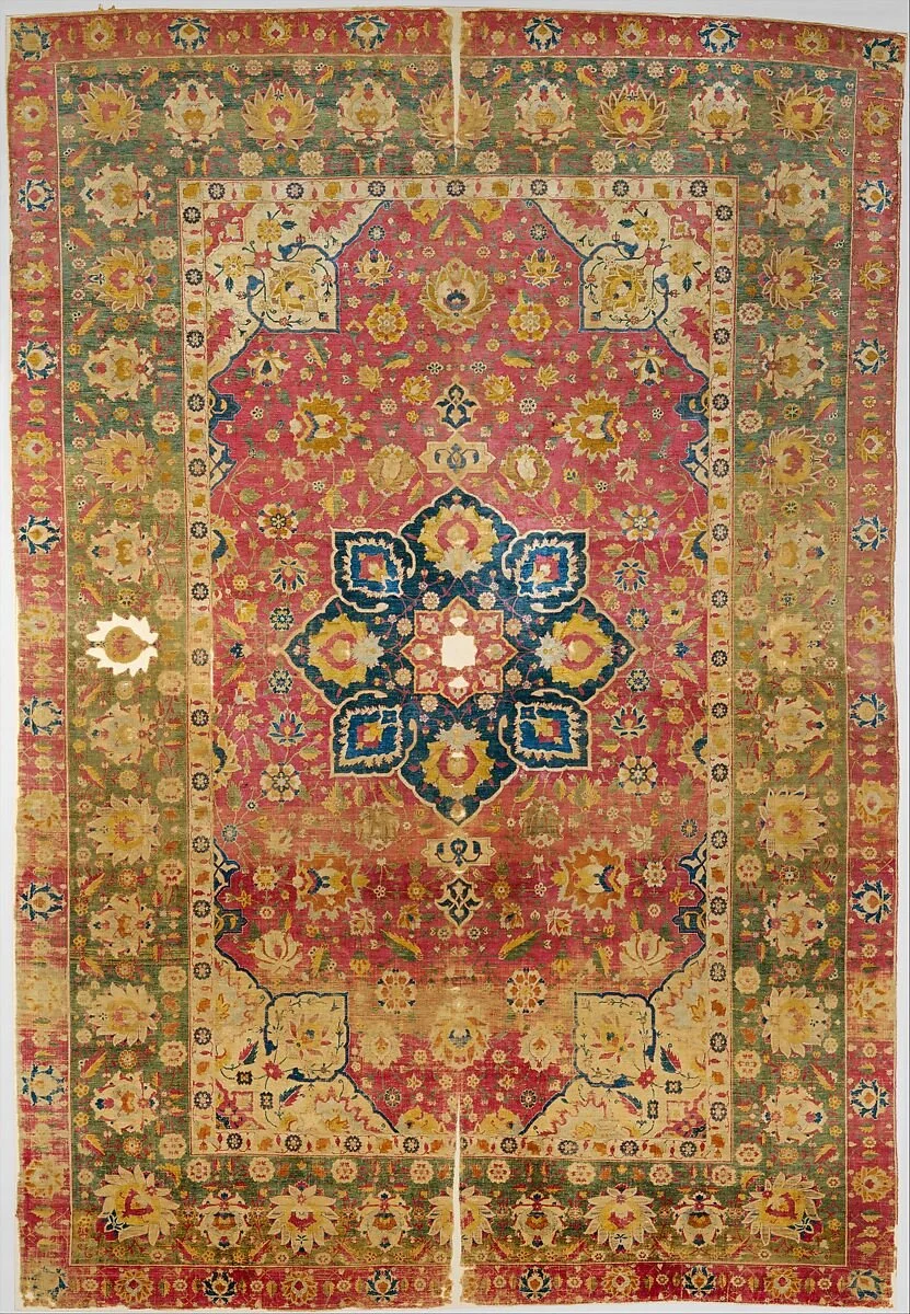 A Full silk Safavid Kashan carpet owned by the Metropolitan Museum of New York