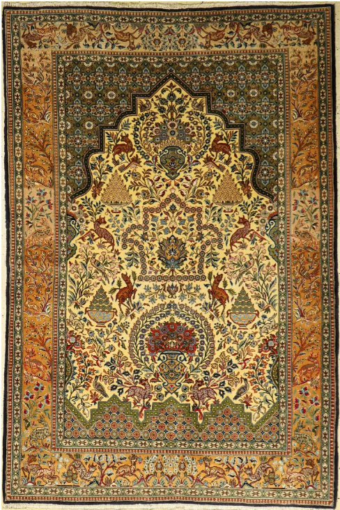 Early 20th Century Beginnings of Qom Persian Rugs